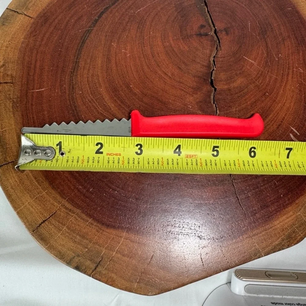 Pampered Chef Quikut Serrated Paring Knife Red Handle 5115 Stainless Steel 6.5in